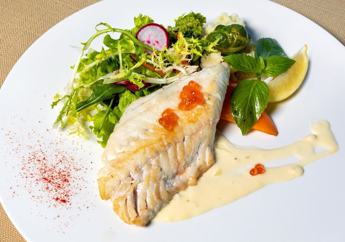 Baked Turbot, Cider Butter Sauce & Red Caviar